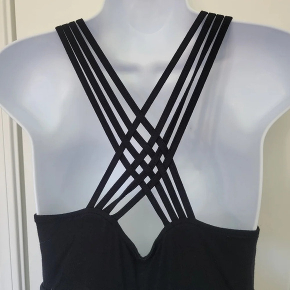 Calvin Klein Black Maxi Dress Sleeveless Strappy Criss Cross Back Slimming Sz 6 - Picture 6 of 9